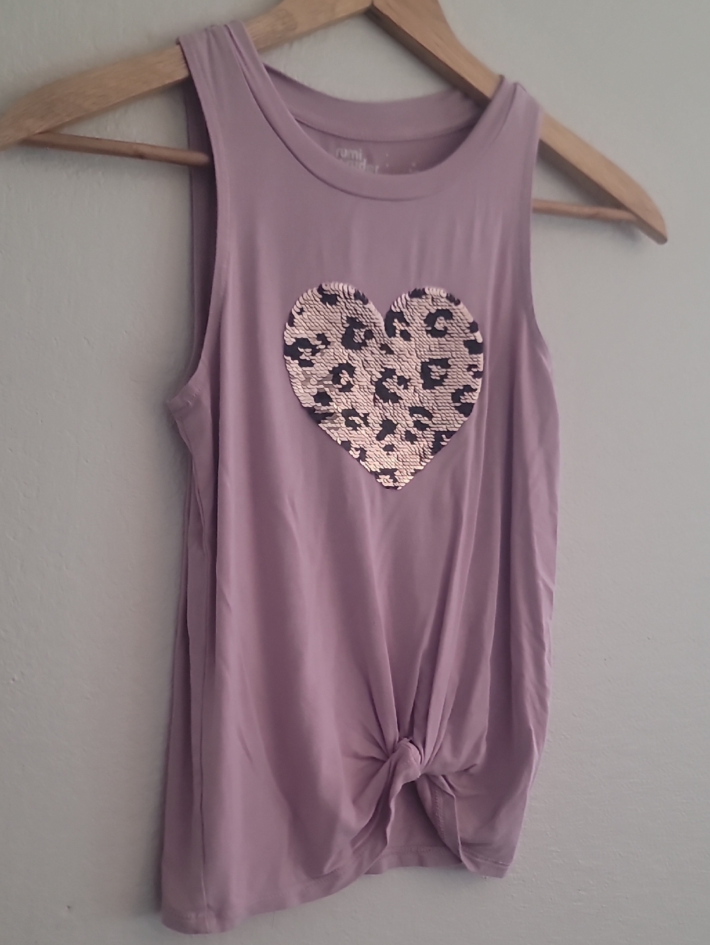 Rumi + Ryder Lavender Sequin Heart Tank Top Girls 8/10 Like New